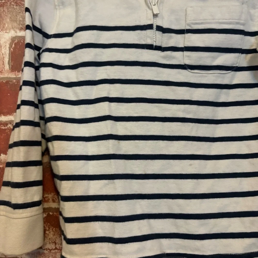 Old Navy Cream and Black Striped Quarter-Zip Kids Top